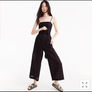 Jcrew black linen jumpsuit with tie size 4